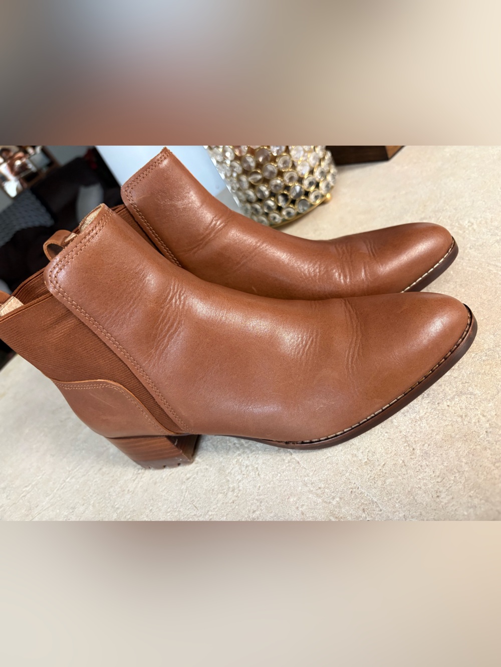 Madewell Chestnut Leather Chelsea Ankle Boots